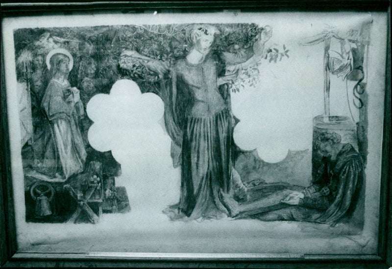 A watercolour painting by Dante Gabriel Rossetti is on display at The Ashmolean Museum. - Vintage Photograph