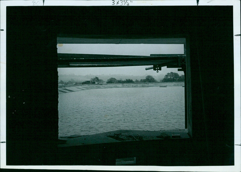 A three-by-three formation of 32 THURS A 35 aircraft in flight over Ox Water Ben. - Vintage Photograph