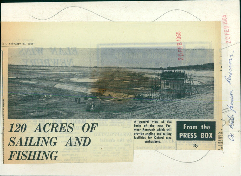 Oxford area enthusiasts enjoy sailing and fishing on Far-moor Reservoir. - Vintage Photograph