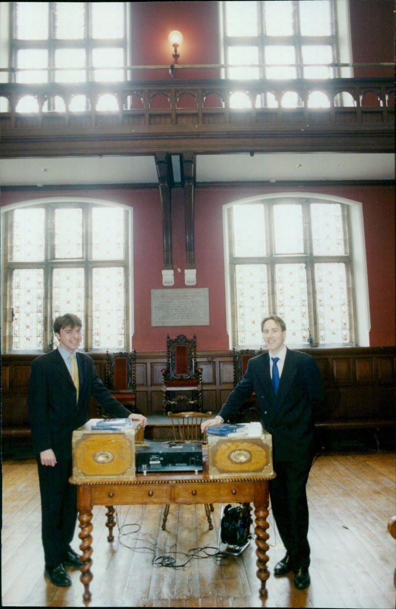 Dr Dominic Hughes and Benedict Phillips with their book on public speaking. - Vintage Photograph