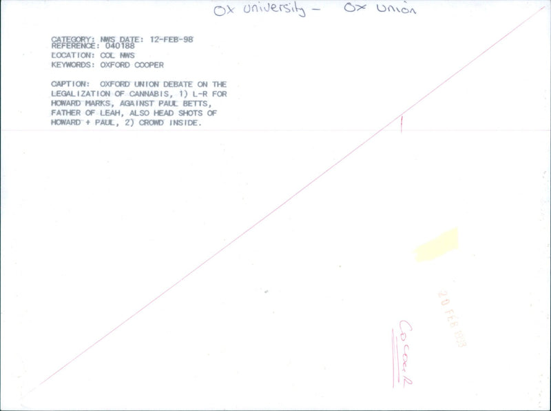 Oxford Union debating the legalization of cannabis on February 12, 1998. - Vintage Photograph
