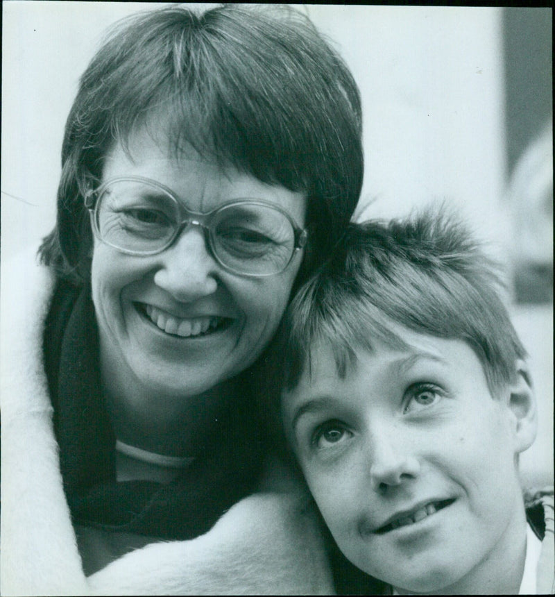 Jennifer with her son Jan in Brackley, North Hants. - Vintage Photograph