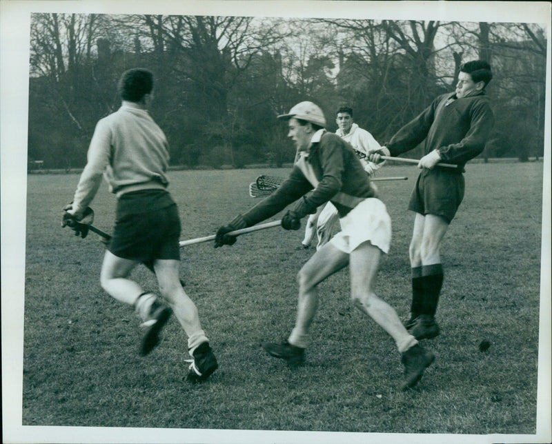 A lacrosse match in 0,0 Parken. - Vintage Photograph