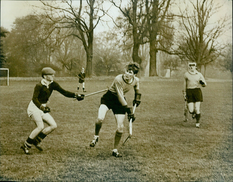 Westminster College lacrosse player PA Harman attempts to penetrate the defense in a Cuppers Lacrosse semi-final. - Vintage Photograph