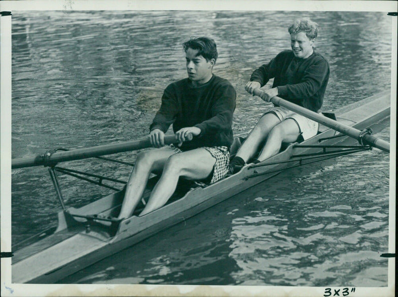 Oxford University Boat Club (OUBC) President G. Sorrell and Christ Church representative D.G.H. Tawaras at the 2020 Novies race. - Vintage Photograph