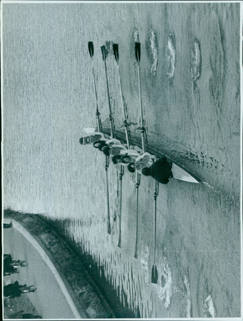 Lincoln College crew racing in Torpids on Wednesday afternoon. - Vintage Photograph