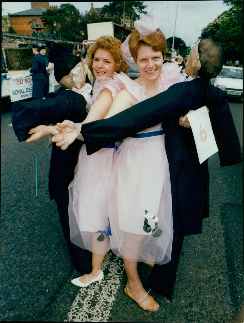 Mayor Beryl Cubley and Jenny Gerrrow of Oxford, England, dance with their partners. - Vintage Photograph