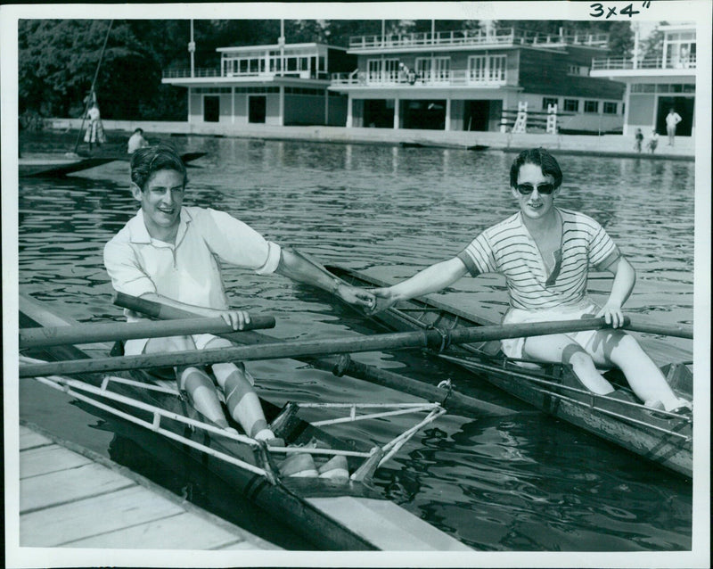 Oxford University Coxswains Sculls on the Isis, June 19, 1959. - Vintage Photograph