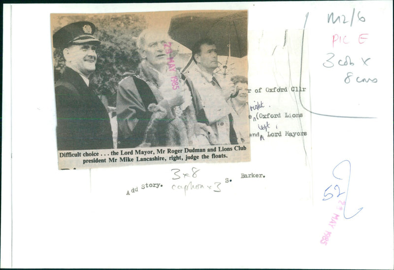 Lord Mayor and Lions Club president judge floats during parade. - Vintage Photograph