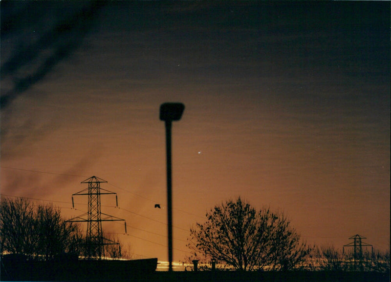 Sunrise view from an office window. - Vintage Photograph