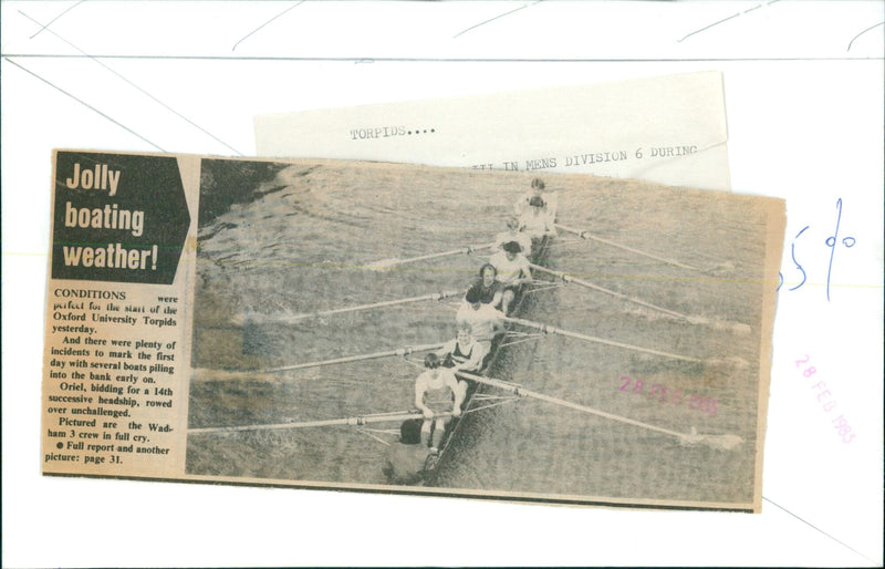 Crews from Wadham 3 take to the river during the first day of the Oxford University Torpids. - Vintage Photograph