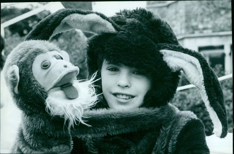 Simon Kelly, 12, rides a float with a monkey named Charlie at the Mayor's Fair in Oxford. - Vintage Photograph