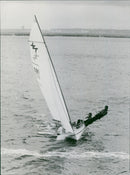 Swedish model Ebba Eell poses in a "Jet" outfit at the Boat Show in Paris, France on January 7, 1969. - Vintage Photograph