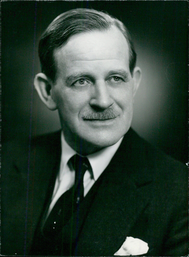 Harry S. Oddie, President of the Institute of Builders, poses for a study by Bassano in 1958. - Vintage Photograph