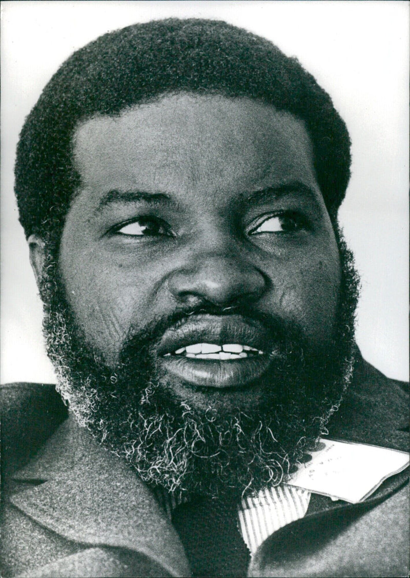 South African leaders Sam Nujoma (President of SWAPO) and Russ T. (ECOPVAIGA) pose for a photo together in London. - Vintage Photograph