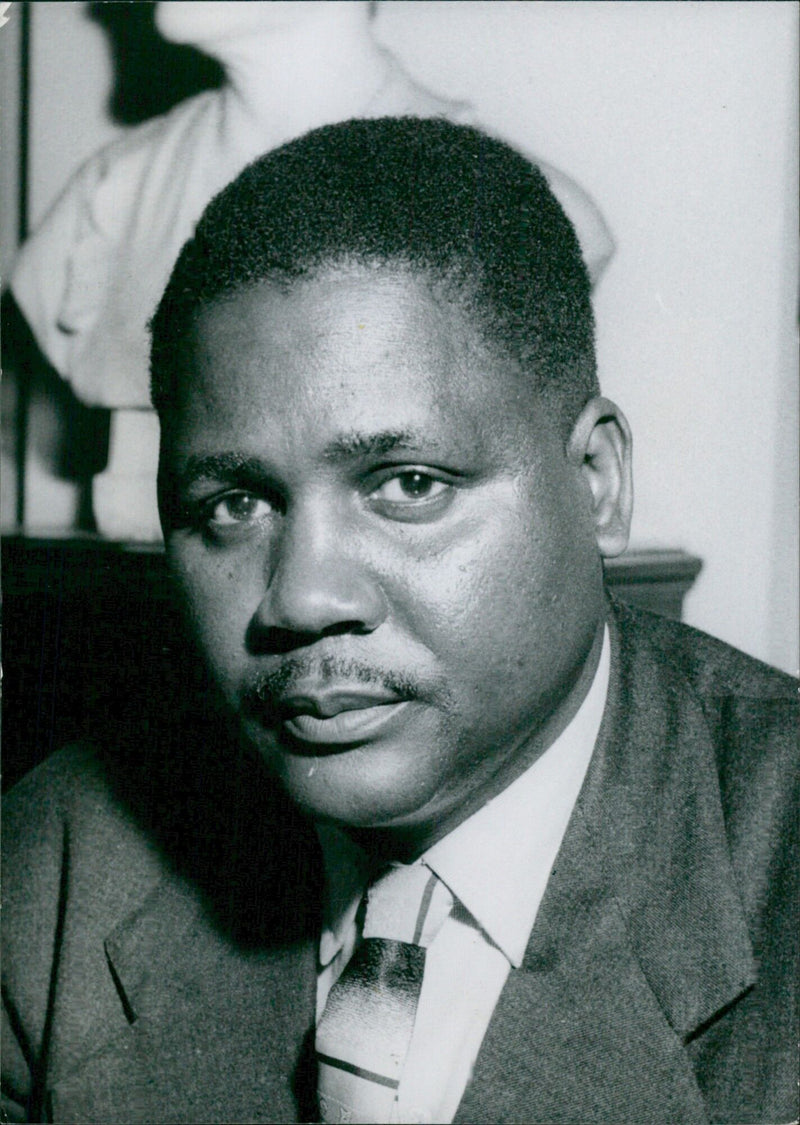 President Joshua Nkomo of the Southern Rhodesía African National Congress attends a meeting at the International Maig Zne in Stockholm, Sweden, on October 28, 1961. - Vintage Photograph