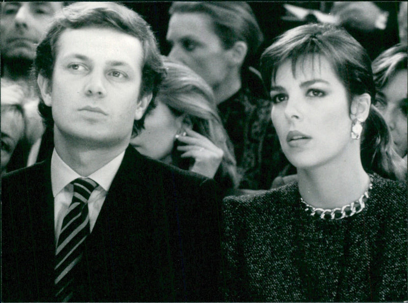 Princess Caroline of Monaco and Stefano Casiraghi pose for a photograph after their marriage in December 1983. - Vintage Photograph