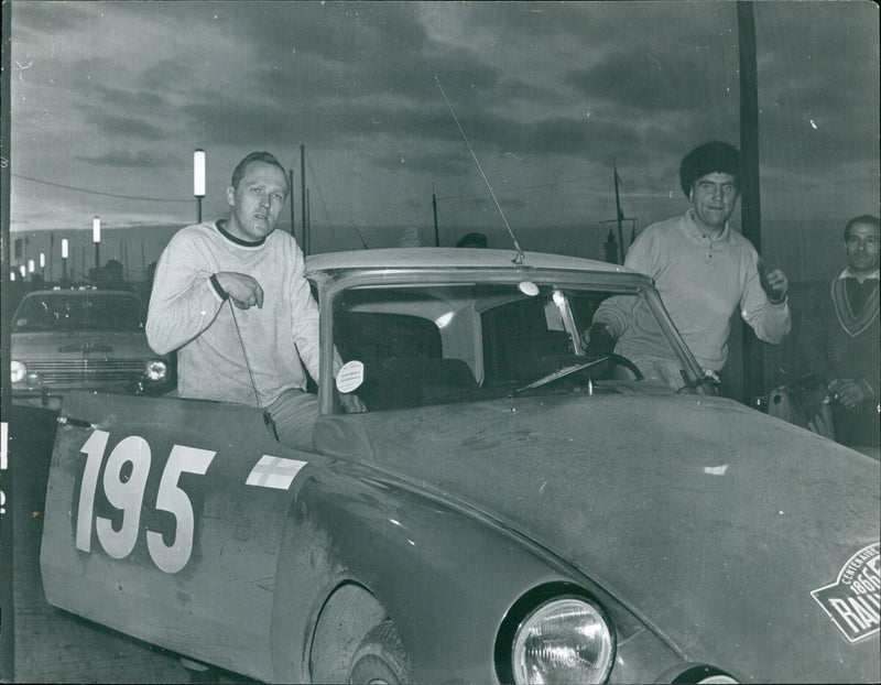 Finnish driver P. Toivonen and co-driver M. Mikander in a Citroën car finish first in the WH Centenaire Technique Fiorinoy 195 Rally. - Vintage Photograph