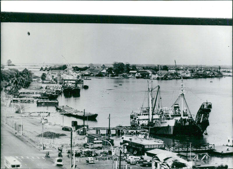 A view of Saigon Harbour (now sometimes called Ho Chi Minh City) taken in 1978. - Vintage Photograph