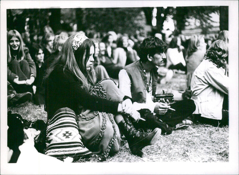 A Popfest event in Skeppsholmen, Stockholm, Sweden, September 1970. - Vintage Photograph