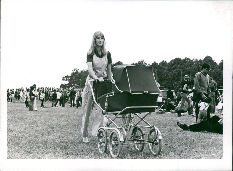 Thousands of people gathered in Gärdet, Stockholm to celebrate during the summer of 1970. - Vintage Photograph