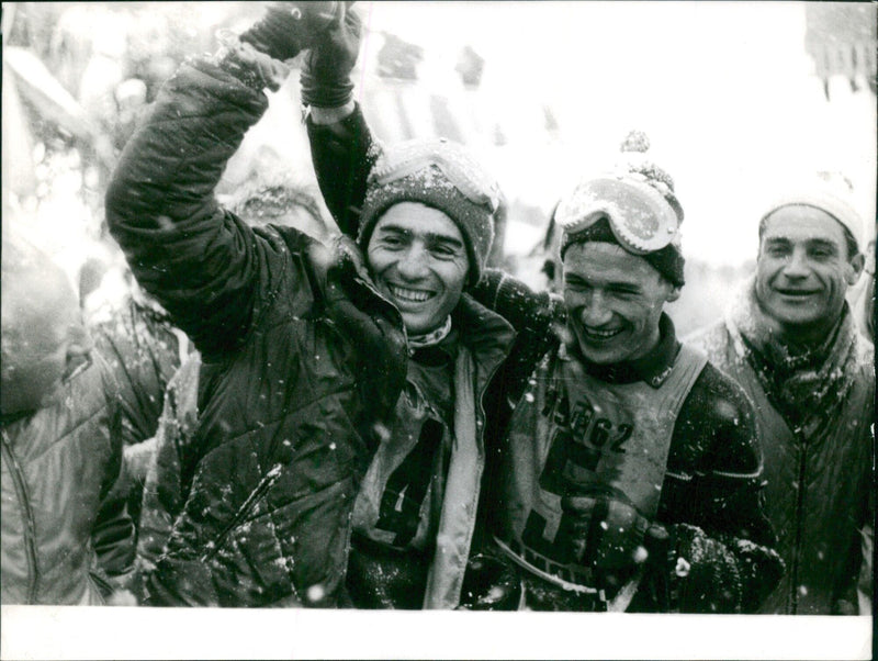 A traditional Swedish winter scene featuring a large lake and snow-covered trees in Kholm, Sweden on February 20, 1962. - Vintage Photograph