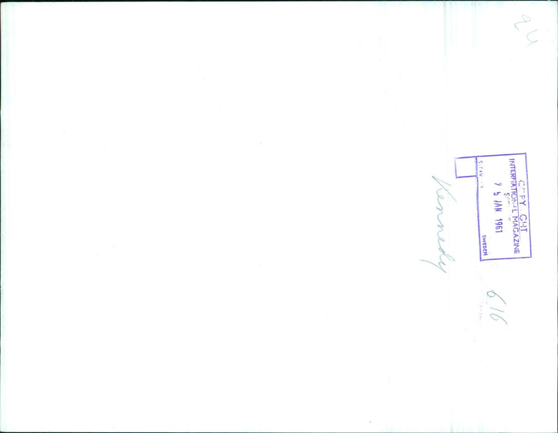 President John F. Kennedy shakes hands with Swedish Prime Minister Tage Erlander during a visit to Stockholm in January 1961. - Vintage Photograph