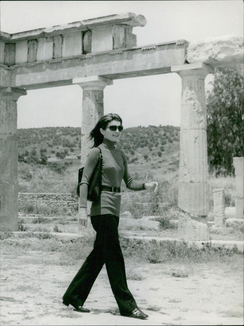 Former First Lady Jacqueline Kennedy is seen here in Athens, Greece in 1990. - Vintage Photograph