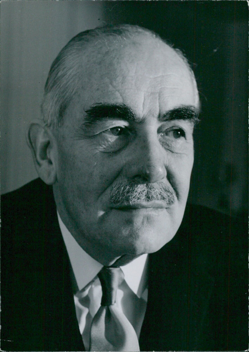 Sir Richard Burbidge, Managing Director of Harrods Ltd., poses for a study by photographer Jane Bown. - Vintage Photograph
