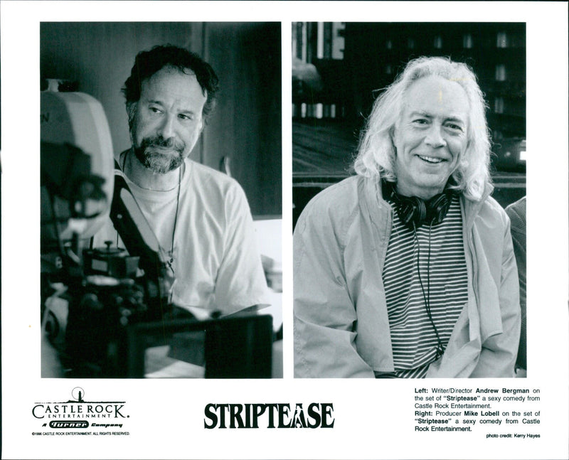 Writer/Director Andrew Bergman and Producer Mike Lobell on the set of the Castle Rock Entertainment comedy "Striptease". - Vintage Photograph