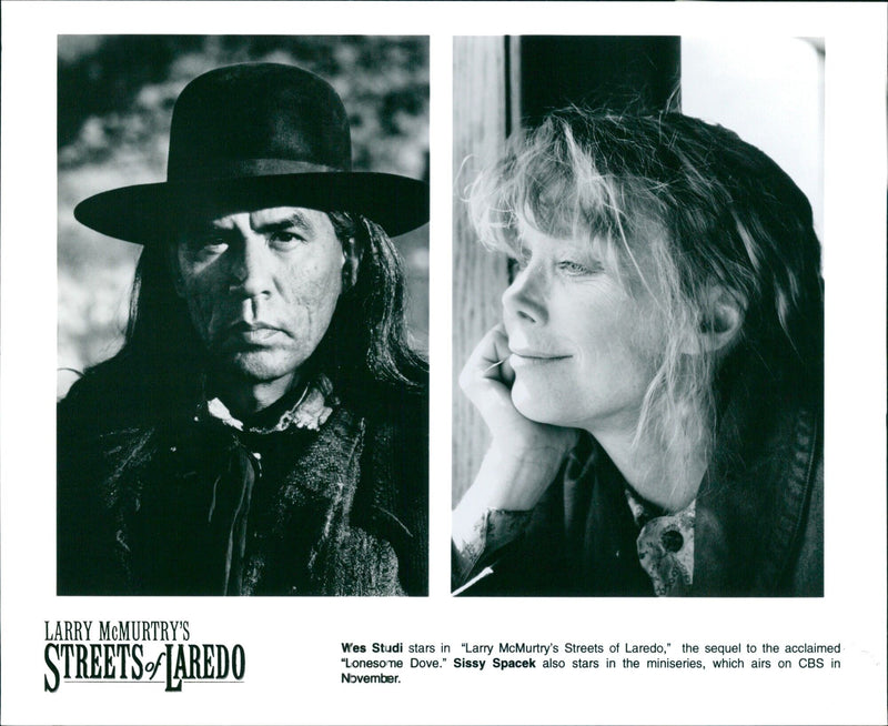 Actor Wes Studi and actress Sissy Spacek star in the upcoming CBS miniseries "Larry McMurtry's Streets of Laredo," the sequel to the acclaimed "Lonesome Dove." - Vintage Photograph