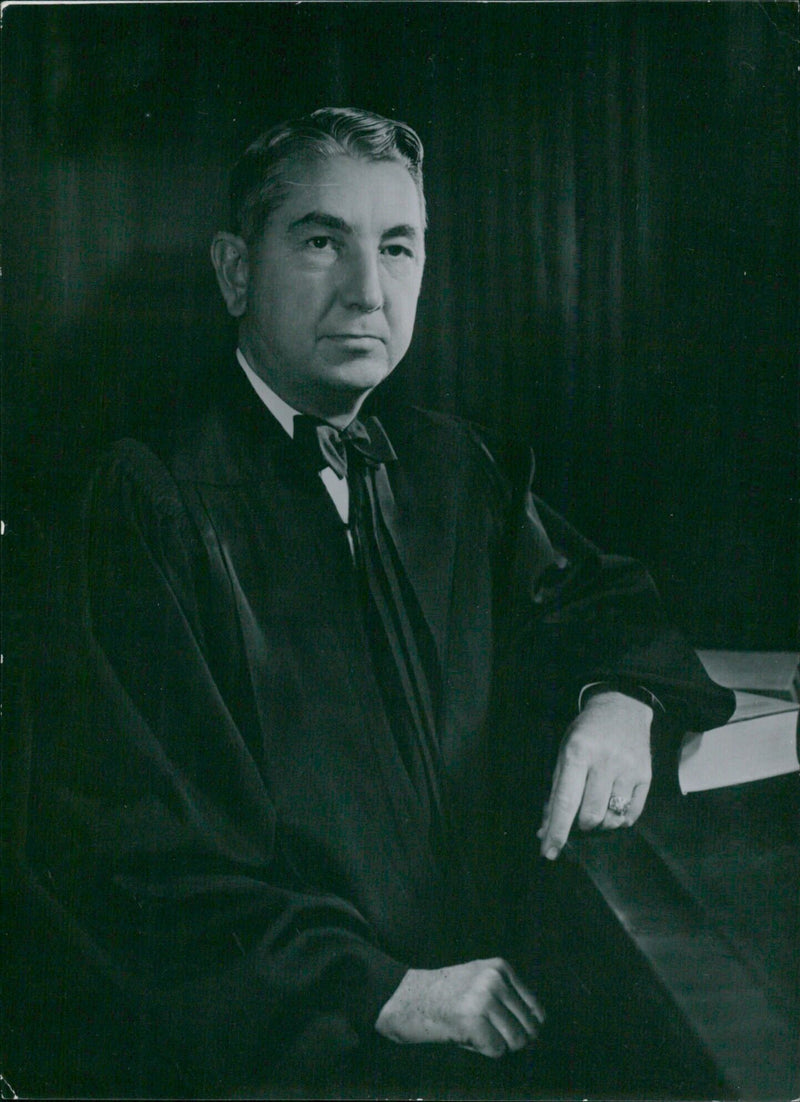 Justice Thomas Campbell Clark of the United States Supreme Court is captured in a study by photographer Fabian Bachrach for Camera Press London. - Vintage Photograph