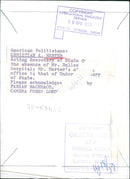 Acting Secretary of State Christian A. Herter takes on the role of Secretary of State in the absence of Mr. Dulles at a hospital in Stockholm, Sweden on April 8, 1959. - Vintage Photograph