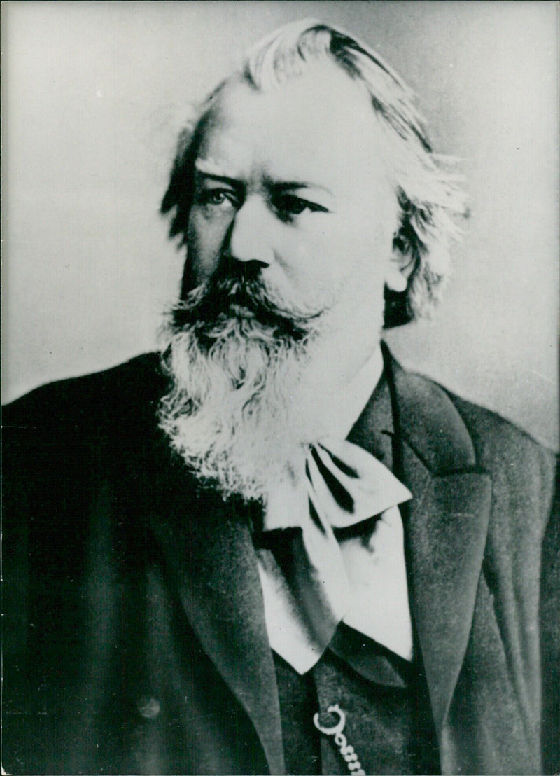 German Romantic composer Johannes Brahms is pictured in this 1983 photograph to mark the 150th anniversary of his birth. - Vintage Photograph