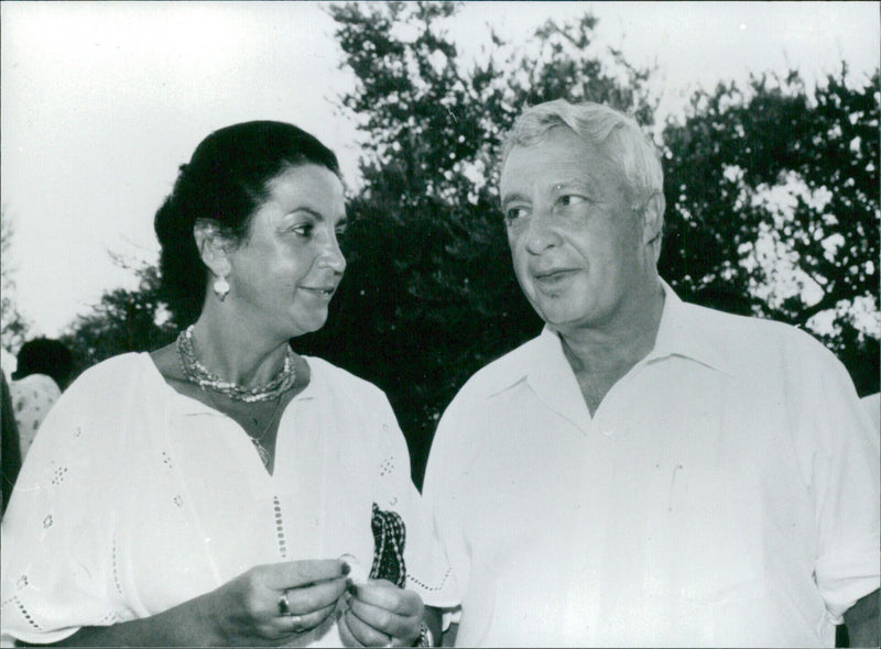 General Ariel Sharon, the Israeli Defence Minister, and his wife, Lilly, pose for a photo. - Vintage Photograph