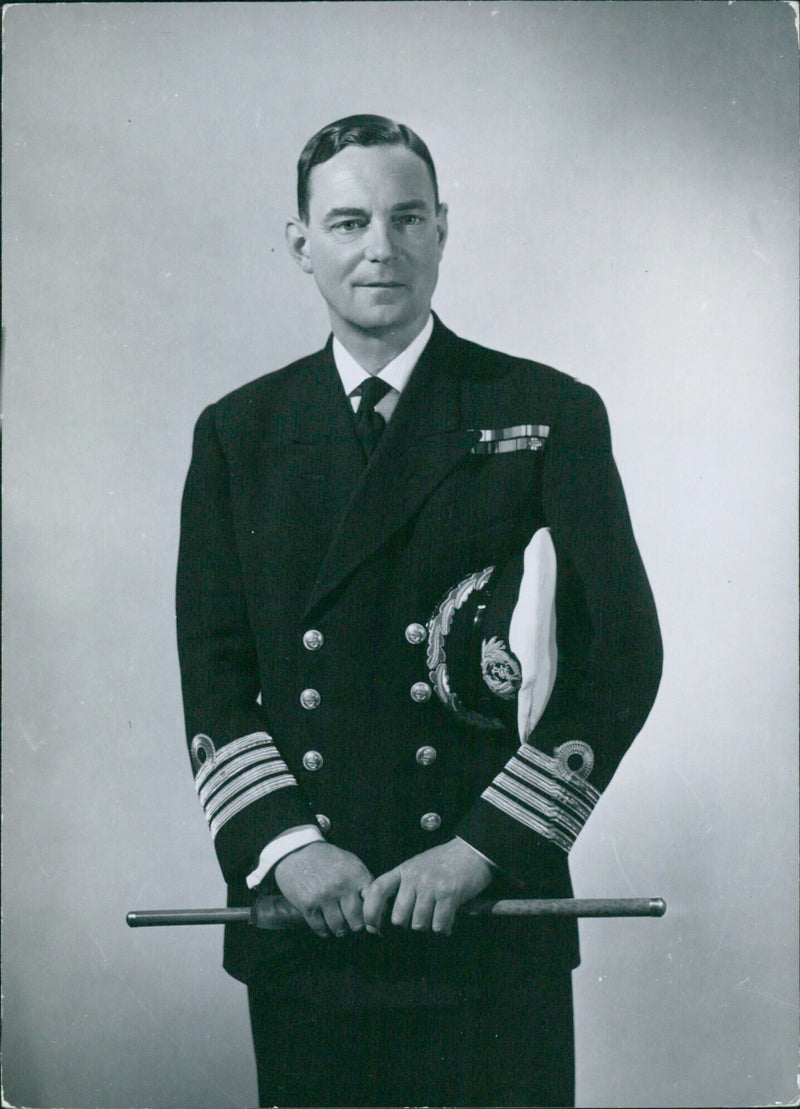 Captain Sir Charles Edward Madden, RN, is pictured in a portrait study by Bassano on special duty at the Admiralty. - Vintage Photograph