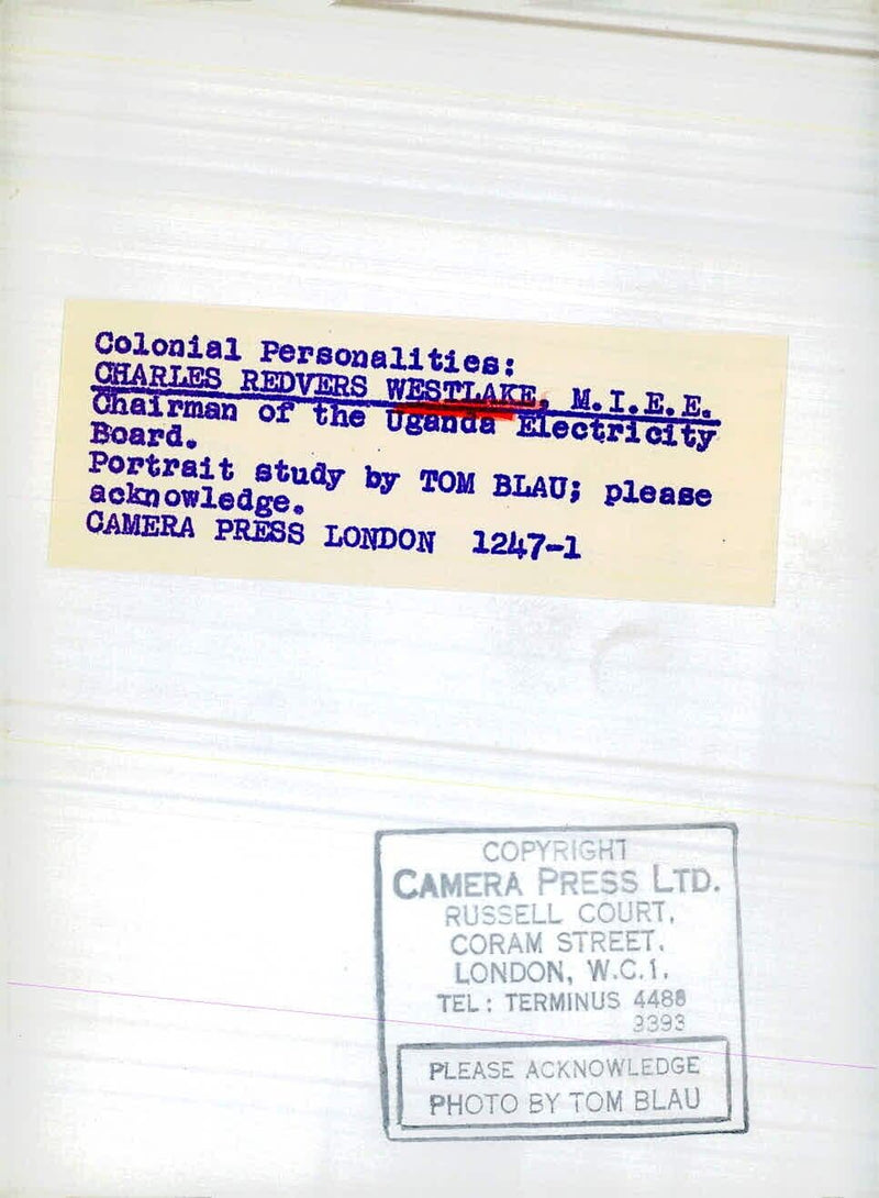 Charles Redvers Westlake, Chairman of the Uganda Electricity Board, poses for a portrait study by Tom Blau. - Vintage Photograph
