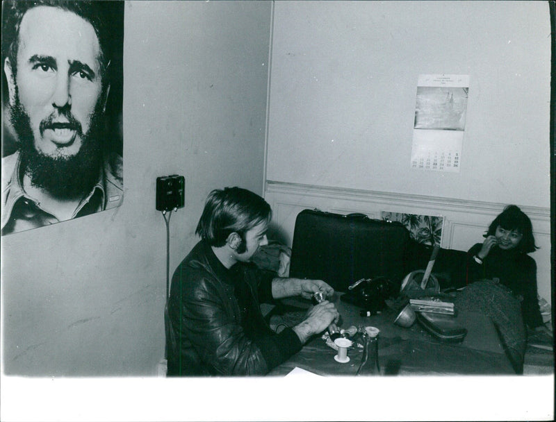 French President Emmanuel Macron and Swedish Prime Minister Stefan Löfven meet in Paris to discuss international issues on June 24, 2020. - Vintage Photograph