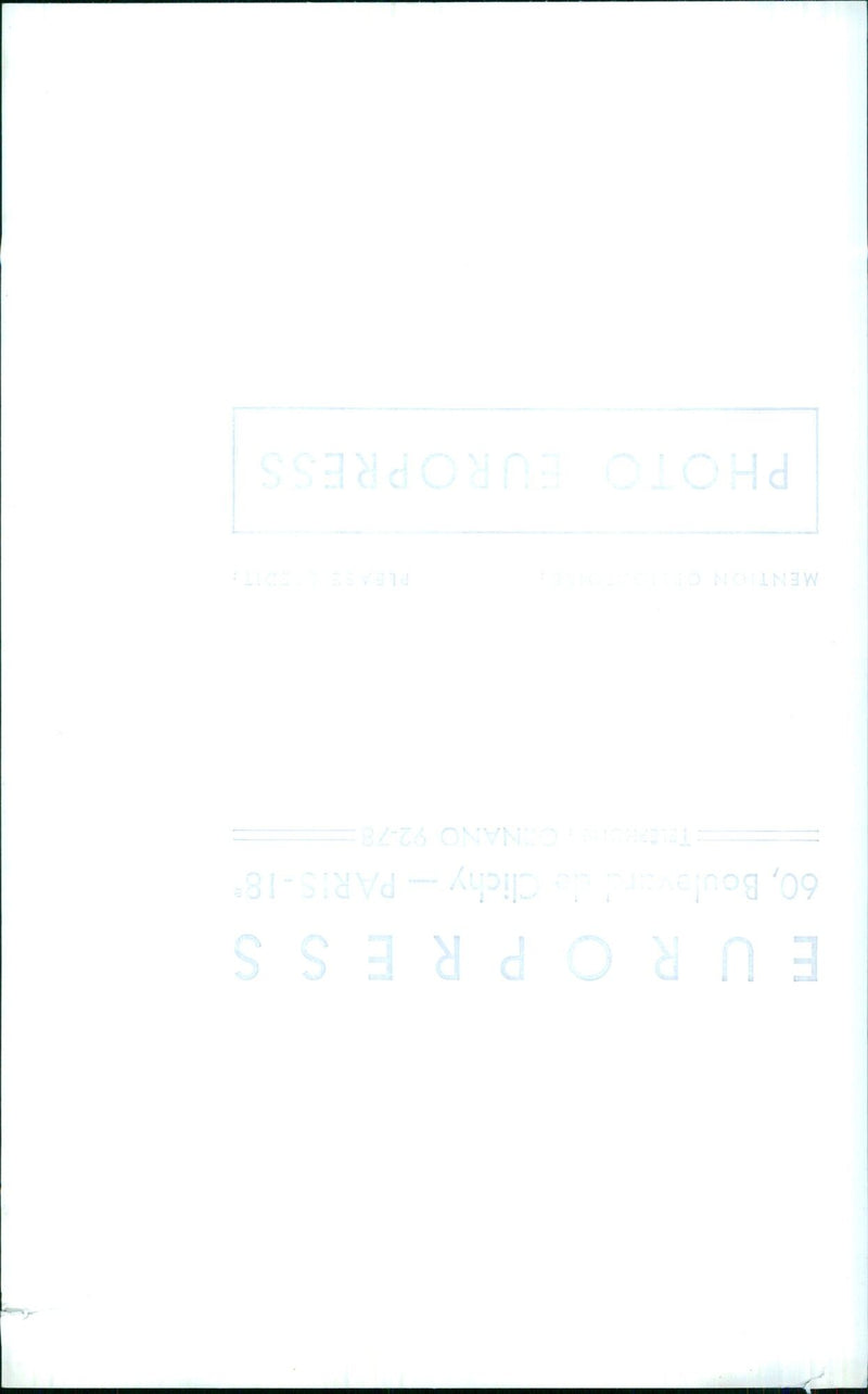 French President Emmanuel Macron greets Prefect of Paris Didier Lallement during a visit to the Prefecture of Police on February 13, 2020. - Vintage Photograph