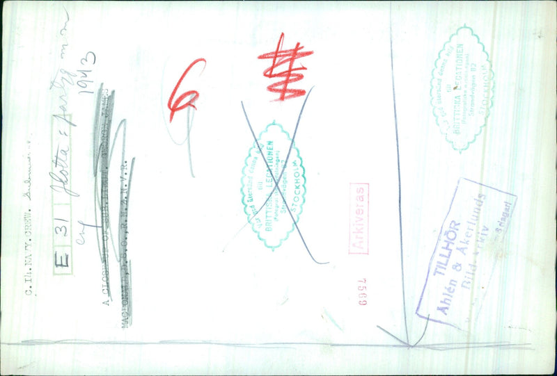 Members of the C.I. 4 Navy crew pose aboard a Jhotta & Fartyg 1943 6994 in 1943. - Vintage Photograph