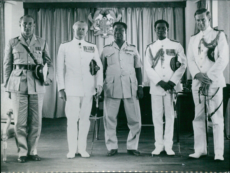 Vice-Admiral J.M.D. Gray and Lt.-General J.A. Ankrah meet during Vice-Admiral Gray's official visit to Ghana. - Vintage Photograph