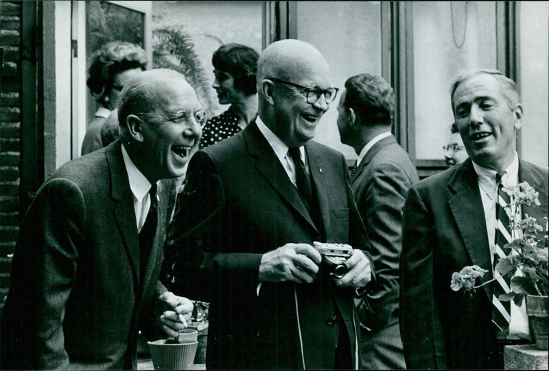 Swedish Prime Minister Lennart Edling greets President Dwight D. Eisenhower in Stockholm, Sweden in May, 1952. - Vintage Photograph