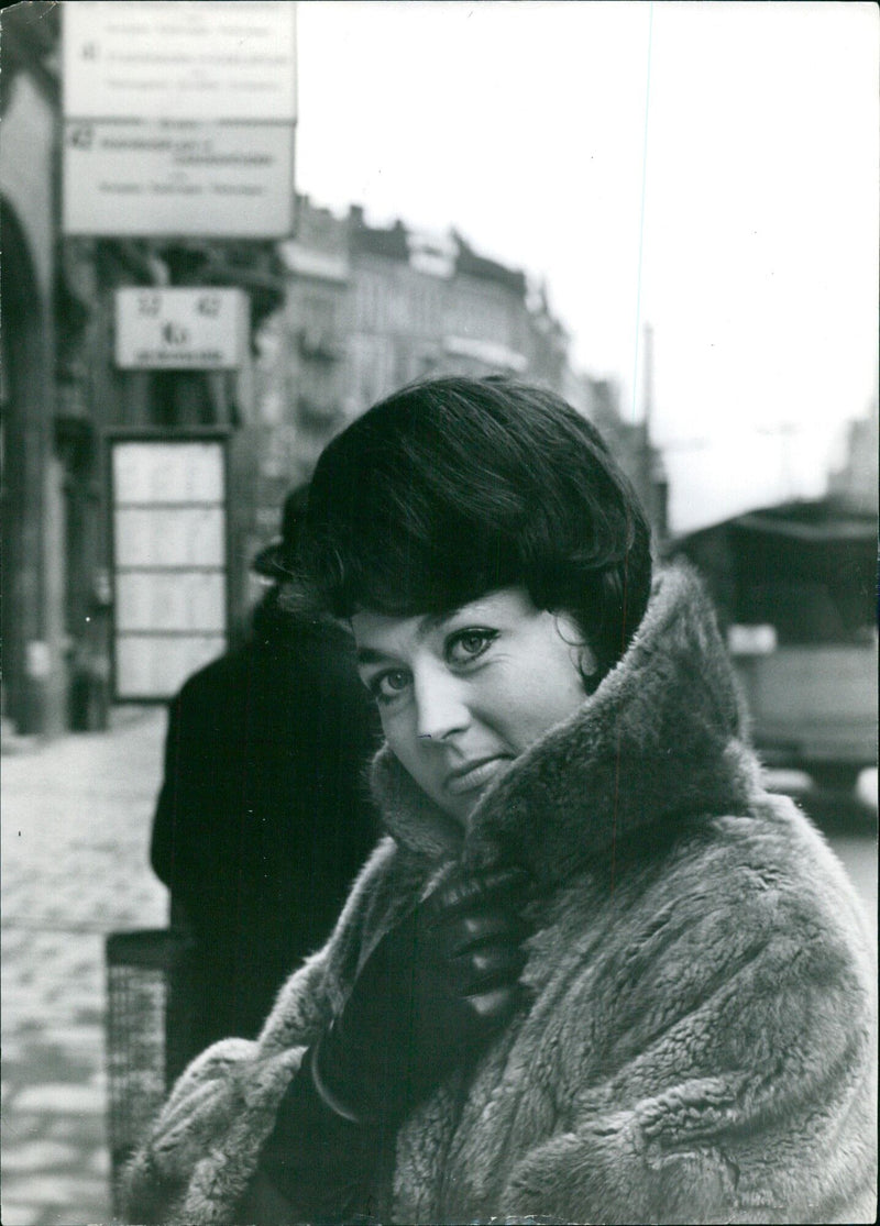 Birgitta Anderson, Ponijiet of son Materialet, poses for a photo following use in INTERNATIONAL MAGAZINE SERVICE RETUR in Stockholm, Sweden in 1966. - Vintage Photograph