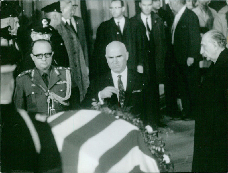 Former US President Dwight D. Eisenhower's funeral procession is seen passing by the US Capitol on March 30, 1969. - Vintage Photograph