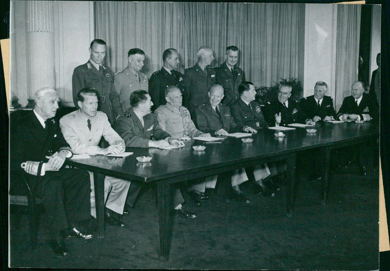 On May 5, 1966, General Dwight D. Eisenhower, along with other Allied Commanders, held a conference in Paris to discuss a unified Atlantic strategy. - Vintage Photograph