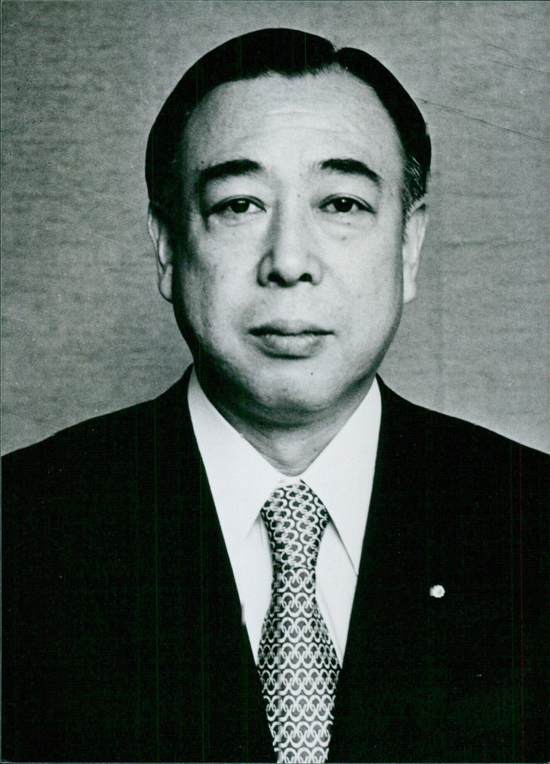 Japanese Politician YOSHIKATSU TAKEIRI, Chairman of Komeito, Japan's third most important political party, is pictured in 1980. - Vintage Photograph