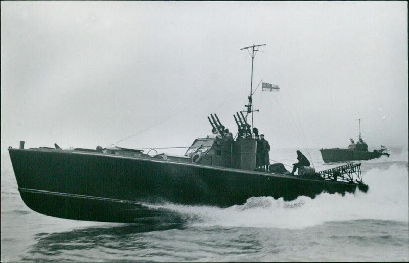 Soldiers from the Swedish navy's "Flottan" unit march during a parade in Stockholm. - Vintage Photograph