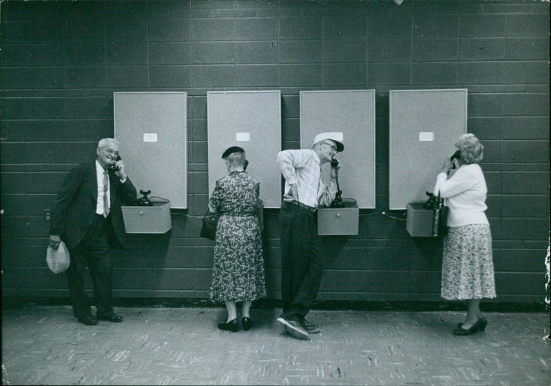 Visitors explore the Dwight D. Eisenhower Presidential Library and Museum in Abilene, Kansas. - Vintage Photograph