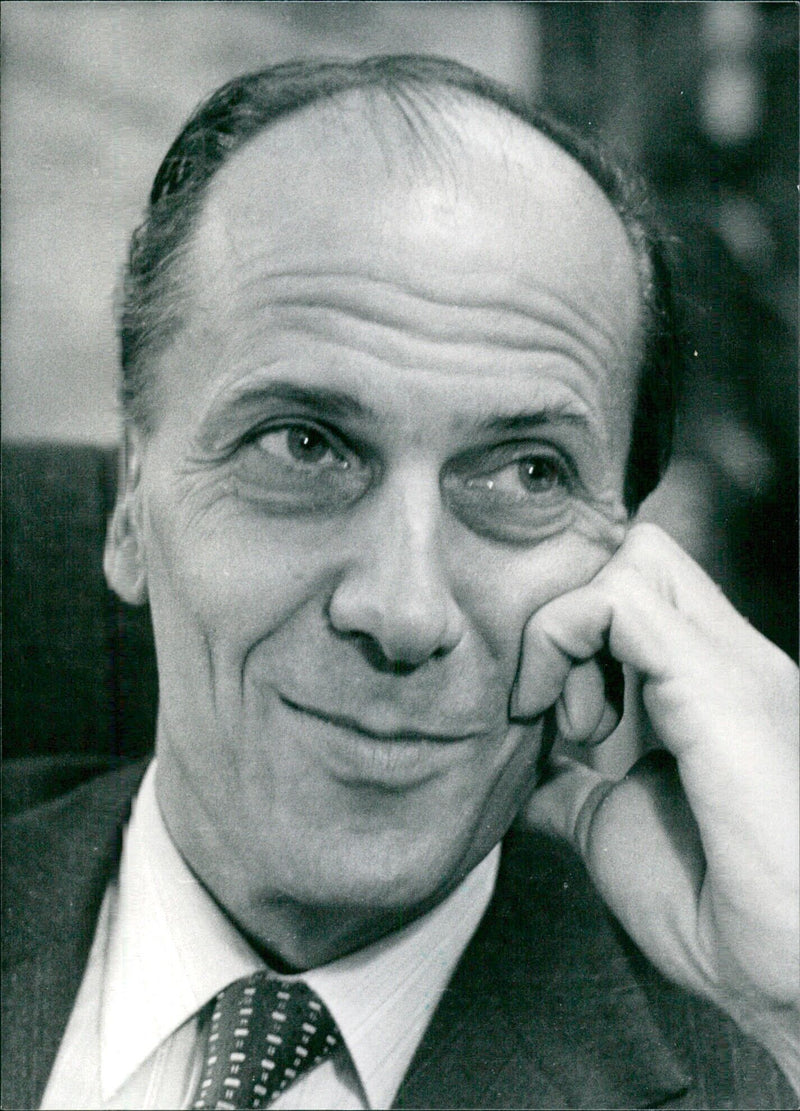 British politician Norman Tebbit, Secretary of State for Employment, is pictured in a 1983 photograph taken by Jane Bown of Camera Press London. - Vintage Photograph