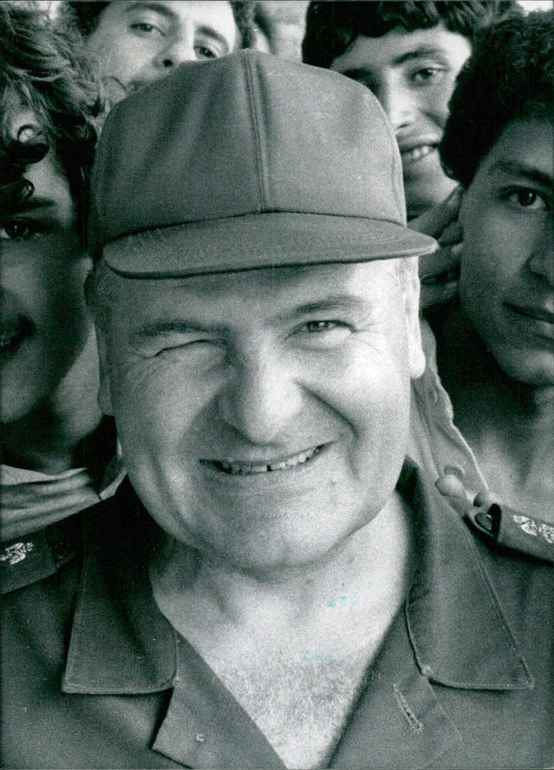 General Ibrahim Tannous, Commander of the Lebanese national army, stands in front of his 65,000-strong force despite the estimated 70,000 foreign troops deployed in the country. - Vintage Photograph